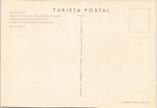 Postales Barcelona Hafen und Stadt Luftaufnahme 1970