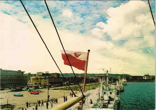 Gotenhafen (Gdingen) Gdynia (Gdiniô) Widok na Skwer Kościuszki z pokładu statku, Hafen 1972