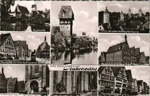 Ansichtskarte Dinkelsbühl Stadtmühle, Markt, Segringerstraße 1959