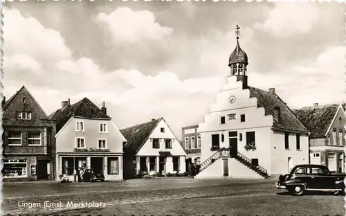 Ansichtskarte Lingen (Ems) Markt, Geschäfte 1970