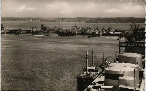 Ansichtskarte Holtenau-Kiel Holtenå Schleuse Tanks und Schiffe 1955