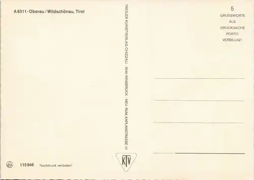 Ansichtskarte Oberau-Wildschönau Tirol Strassen Partie im Dorf Oberau 1970