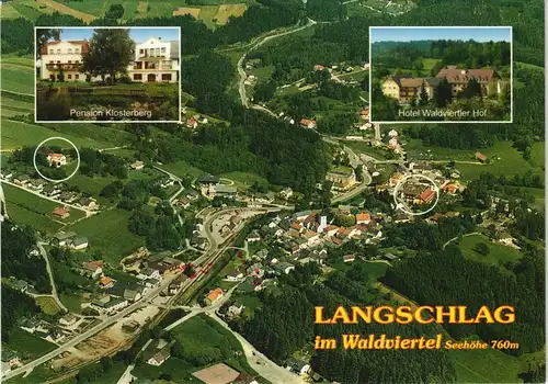Langschlag Luftaufnahme mit Hotel Restaurant Waldviertler Hof 1990
