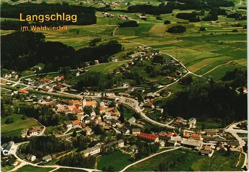 Ansichtskarte Langschlag Luftaufnahme, Ort im Waldviertel 1990