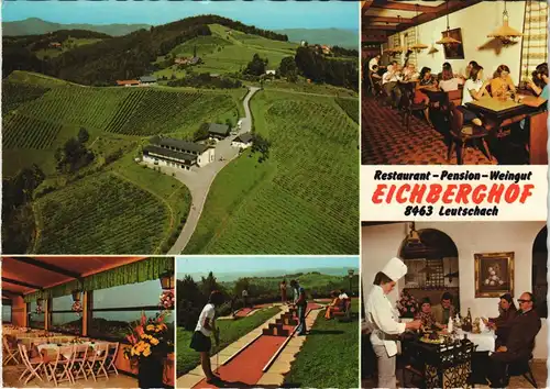 Leutschach Werbe-Karte Restaurant Pension Weingut Eichberghof 1975