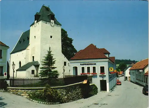 Lichtenegg (Niederösterreich) Pfarrkirche und Raiffeisenbank 1980