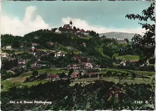 Ansichtskarte Pöstlingberg-Linz Fernansicht mit Kirche am Pöstlingberg 1959