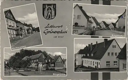 Grünenplan-Delligsen Mehrbild-AK Ortsansichten ua. Schule, Ringstraße uvm. 1960