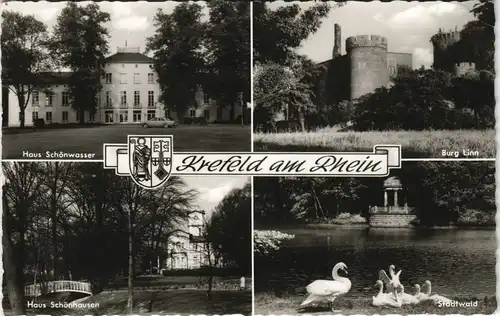 Krefeld Crefeld Mehrbild-AK  Burg Linn, Stadtwald Schönhausen Schönwasser 1975