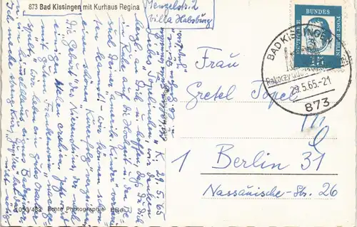 Ansichtskarte Bad Kissingen Kurhaus Regina aus der Vogelschau 1965