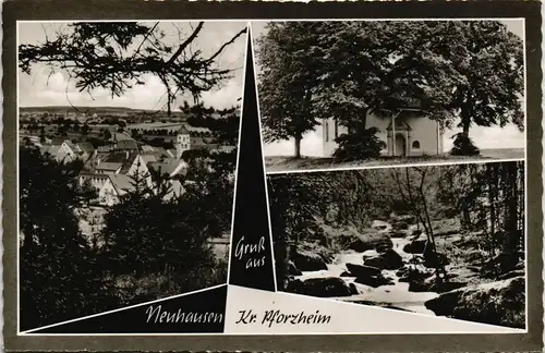 Ansichtskarte Neuhausen (Enzkreis Lk Pforzheim) 3 Bild: Kapelle, Stadt 1963