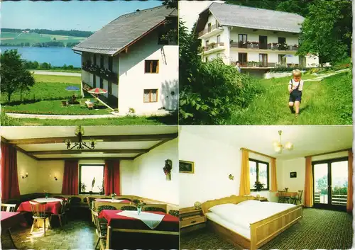Mattsee Ortsansichten ua. Pension Haas, kleiner Junge auf Wiese 1975