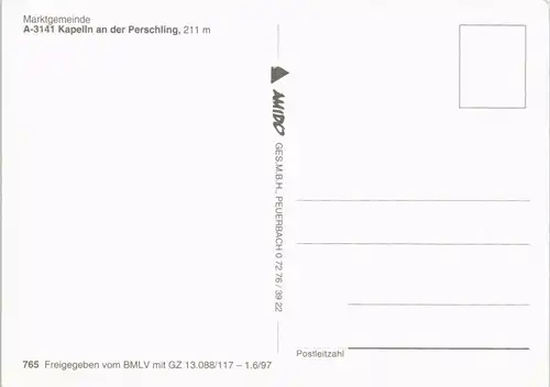 Ansichtskarte Kapelln Ort vom Flugzeug aus 1997