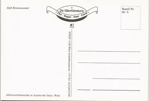 Ansichtskarte Kremsmünster Partie am Stift Kremsmünster 1989 Silber-Effekt