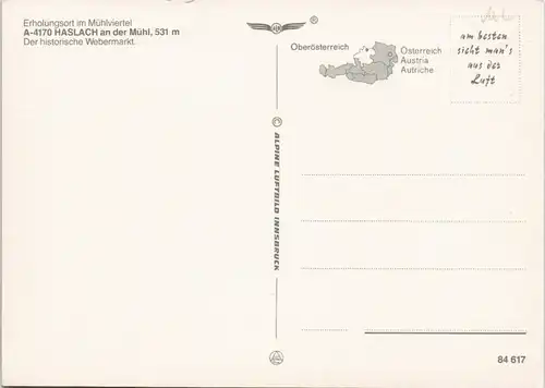 Haslach an der Mühl Luftaufnahme, Mühlviertel vom Flugzeug aus 1980