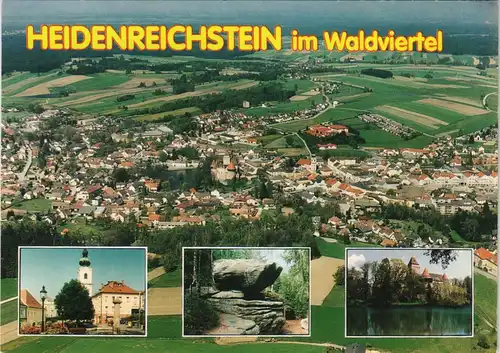 Heidenreichstein Waldviertel Ort vom Flugzeug aus, Luftbild u.a. 1980