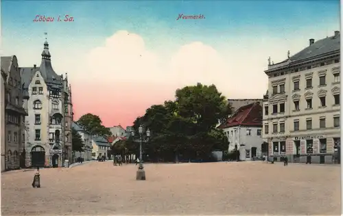 Ansichtskarte Löbau Neumarkt v- coloriert 1913