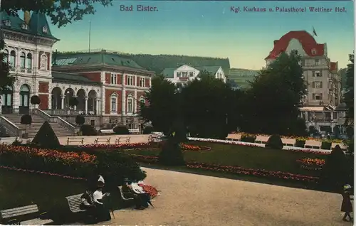 Ansichtskarte Bad Elster Kgl. Kurhaus u. Palasthotel Wettiner Hof. 1914