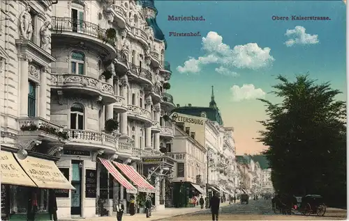 Marienbad Mariánské Lázně Obere Kaiserstrasse - Geschäfte 1913