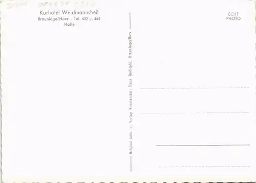 Ansichtskarte Braunlage Kurhotel Weidmannsheil - innen 1968