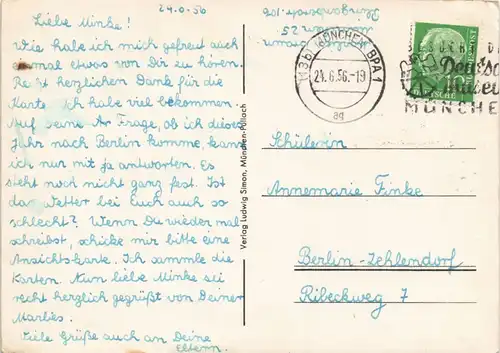 Ansichtskarte München 3 Bild: VW Käfer Stachus 1956