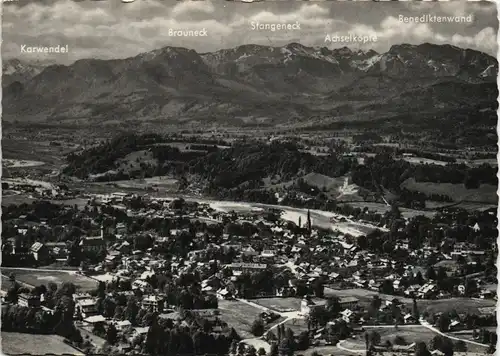 Ansichtskarte Bad Tölz Stadt, Bergkette 1962