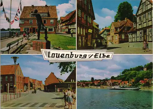 Ansichtskarte Lauenburg (Elbe) Straßen, Dampfer 1967