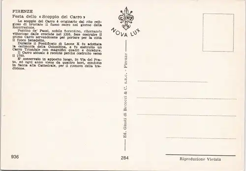 Cartoline Florenz Firenze Festa dello Scoppio del Carro 1970