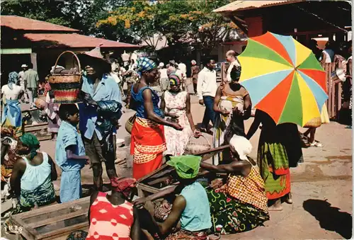 Dakar Marché Africain  Markt native people 1971   gel Stempel Dakar/Senegal