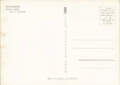 Postcard Bromberg Bydgoszcz Aleja 1 Maja 1965