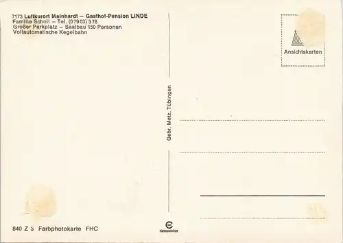 Ansichtskarte Mainhardt Gasthof-Pension Linde 1976