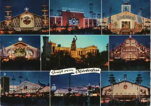 München Oktoberfest Mehrbild-AK mit den Festzelten Bierzelten 1965