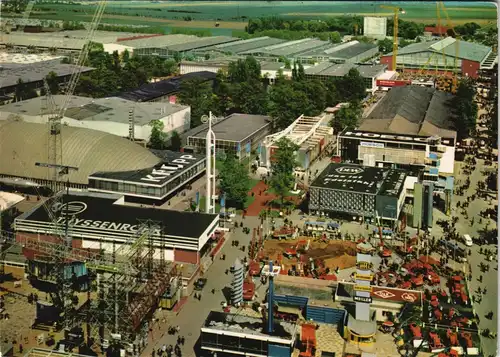 Ansichtskarte Hannover Messegelände Blick vom Hermesturm Messehallen 1969