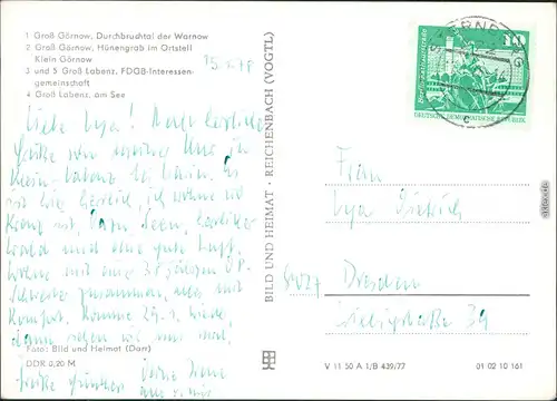 Sternberg (Mecklenburg) 1. Groß Görnow - Durchbruchtal der Warnow, 2. Groß Görnow - Hünengrab im Ortsteil Klein Görnow, 3. und 5. Groß Labenz - FDGB-Interessengemeinschaft, 4. Groß Labenz am See, 3. 1977