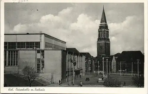 Ansichtskarte Kiel Ostseehalle, Straße 1955