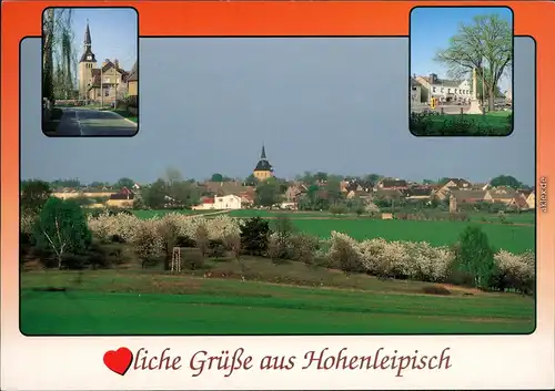 Ansichtskarte Hohenleipisch Panorama-Ansicht, Kirche 1987
