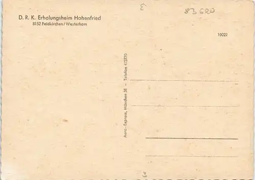 Westerham-Feldkirchen D. R. K. Erholungsheim Hohenfried vom Flugzeug aus 1970