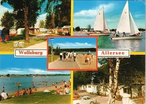 Wolfsburg Umland-Ansichten Mehrbild-AK mit Campingplatz Allersee 1987
