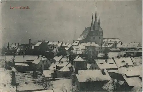 Ansichtskarte Lommatzsch Blick über die Stadt im Winter 1913