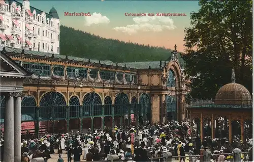 Postcard Marienbad Mariánské Lázně Kolonnade mit Kreuzbrunnen 1913