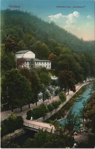 Postcard Karlsbad Karlovy Vary Höhenterrasse Sanssouci 1913