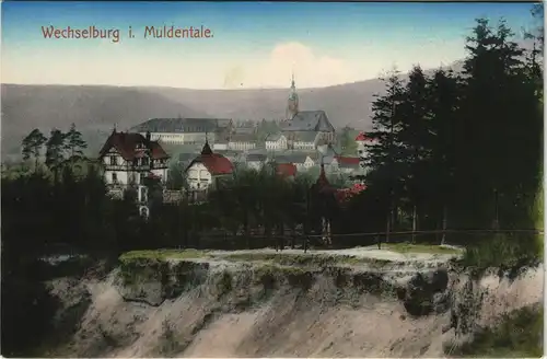 Ansichtskarte Wechselburg Ort und Hang 1913
