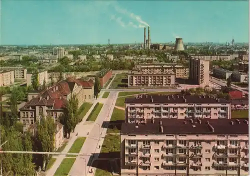 Lodz / Lodsch Łódź Widok ogólny,  Wohnhäuser, Fabrik, Kühlturm 1969