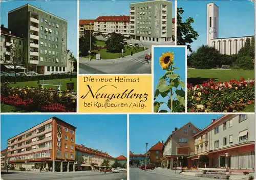 Ansichtskarte Neugablonz MB: Neubauten, Straßen 1966