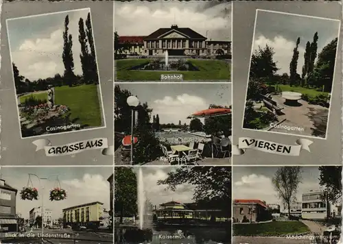Ansichtskarte Viersen Bahnhof, Casinogarten, Lindenstraße 1961