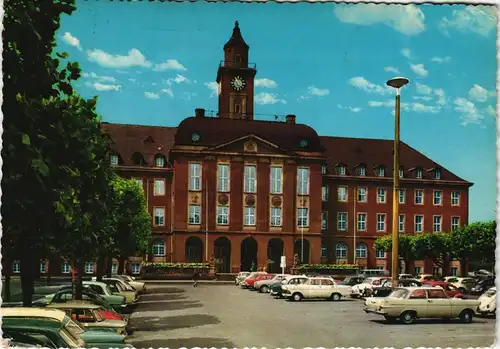 Ansichtskarte Herne Partie am Rathaus, Parkplatz Autos 1974