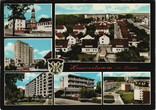 Ansichtskarte Heusenstamm MB: Neubauten, Torbau, Schloßhotel 1970