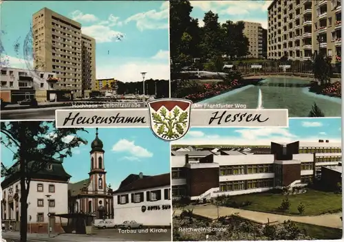 Ansichtskarte Heusenstamm Hochhaus, Leibnitzstraße, Frankfurter Weg 1970