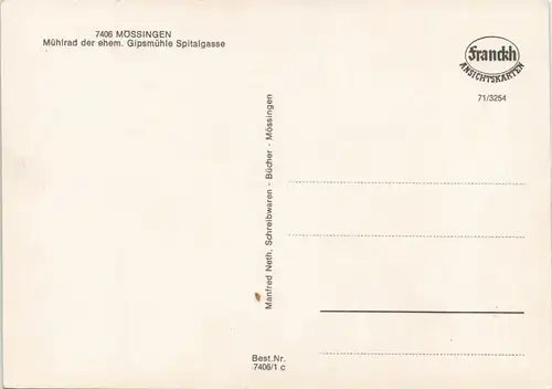Ansichtskarte Mössingen Mühlrad der ehem. Gipsmühle Spitalgasse 1977