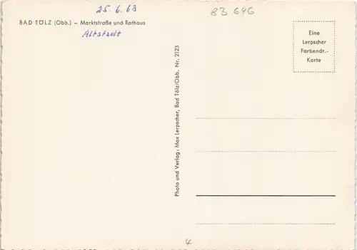 Ansichtskarte Bad Tölz Marktstrasse 1968